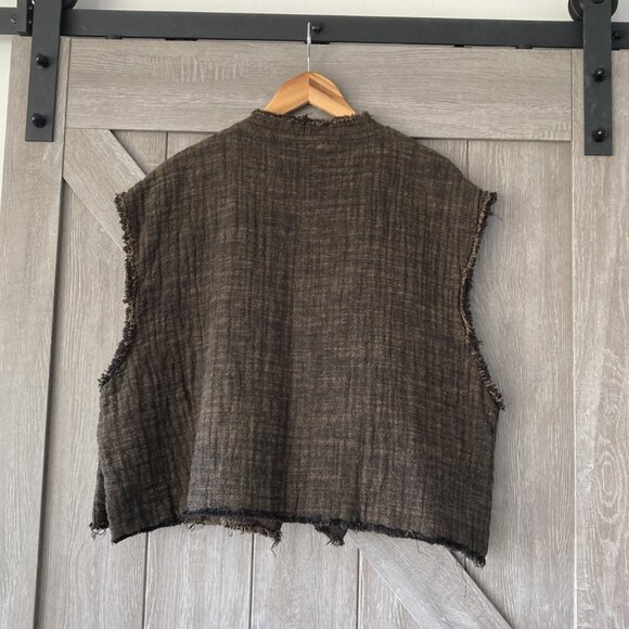 100% Cotton Double Sided Vest, OS, brown/khaki color - Picture 8 of 11